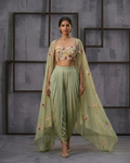 MUS014 Bustier blouse,Dhoti salwar and cape