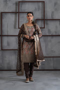 KD1504 Brown Multi Colour kurti churidar and Dupatta set