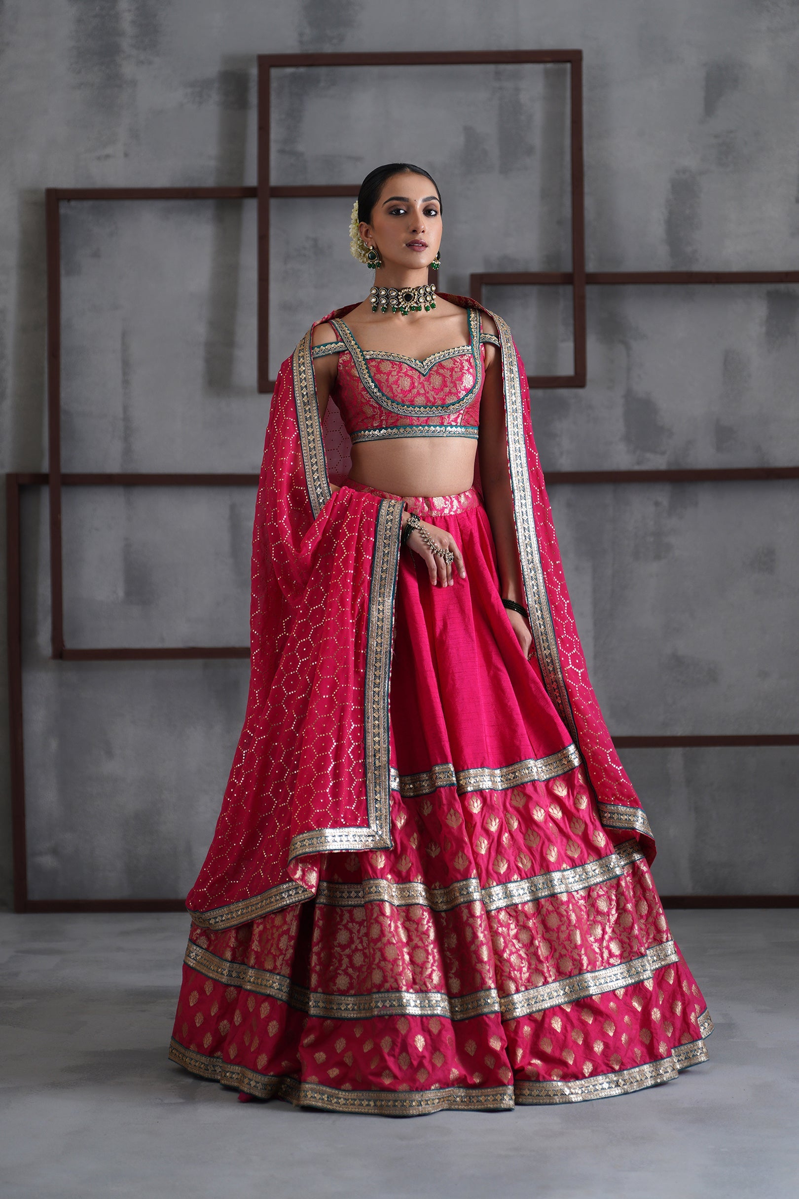 KD991 Fusia brocade lehenga choli set