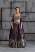 KD2209 Purple tissue emb blouse, lehenga and dupatta