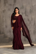 KD1527 Wine draped saree