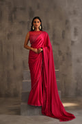 KD2108 Fuchsia Embroidered Blouse and Pre Pleated Saree
