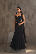 DC45 BLACK CORSET DRAPE SAREE