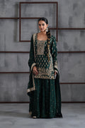 KD2213 Green Embroidered Kurti, Booti Sharara and Dupatta