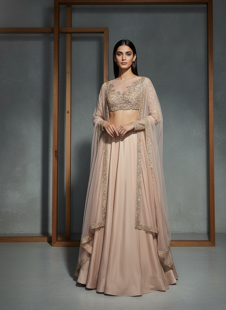 KD1262 Nude crop top and skirt