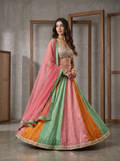 HER013 Mauve emb blouse and cosmos multipanel lehnga set