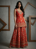 HER014 Rust orange banarsi kurti and sharara set