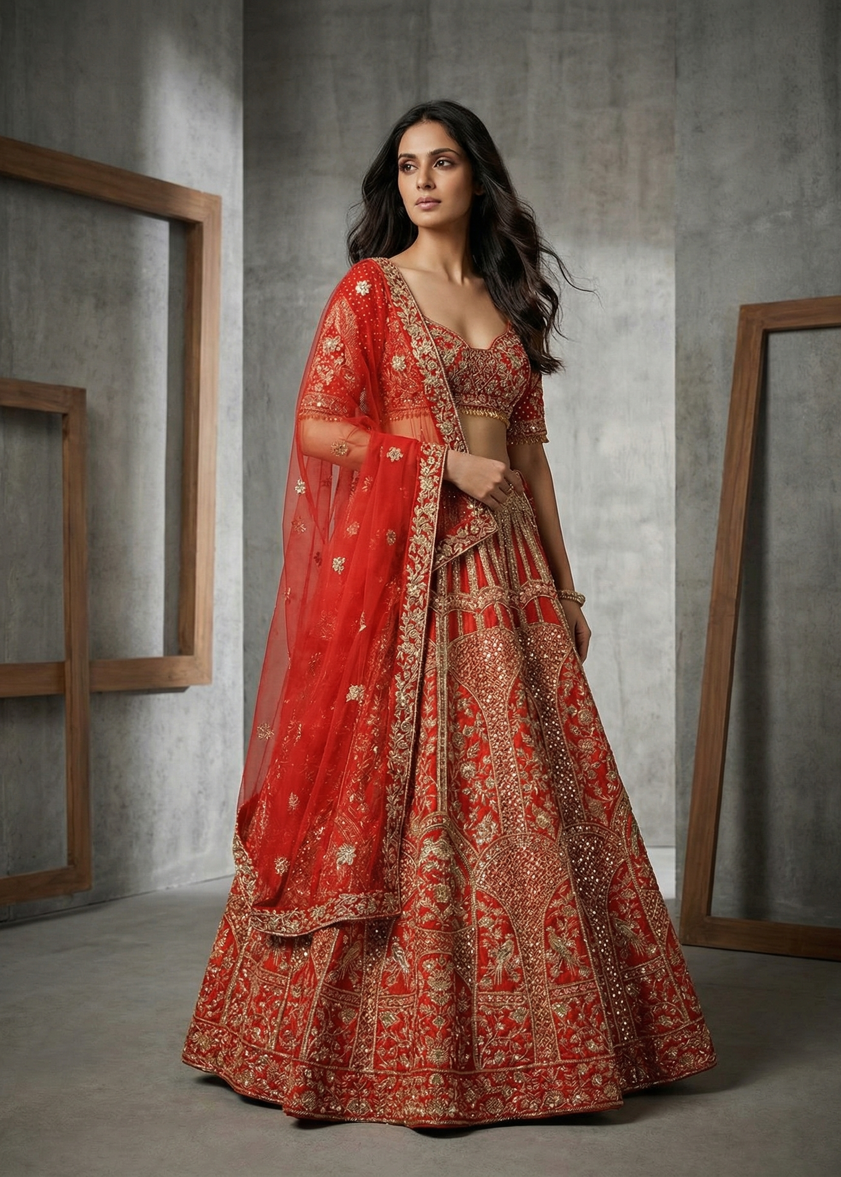 KD1342 Red lehenga choli set