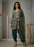 KD1366 Green bandhej peplum tulip salwar set