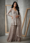 KD1399 grey white embroidary sharara set