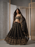 KD1489 Black georgette lehenga, Blouse and dupatta Set