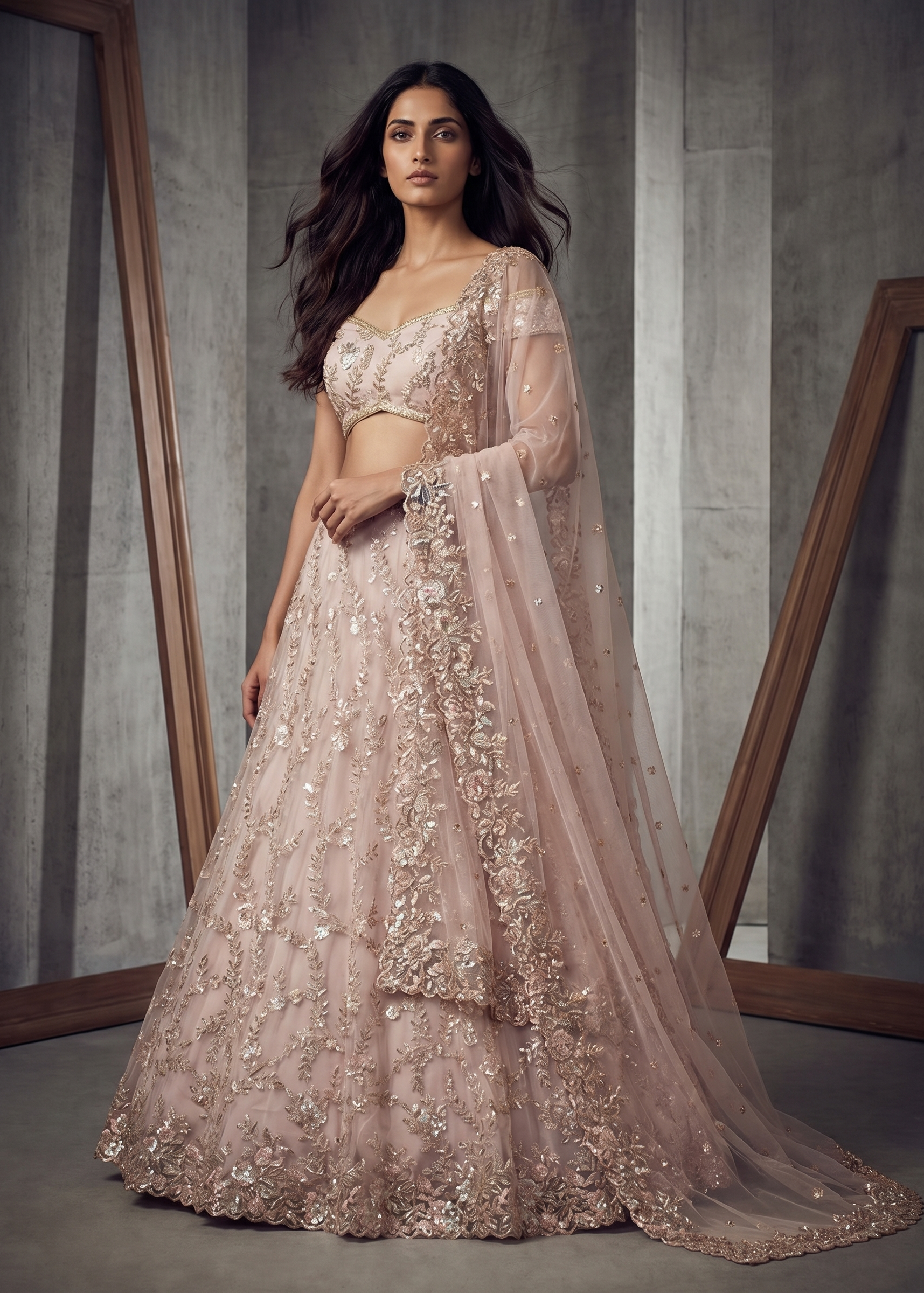 KD1492 Nude ready fabric lehenga choli set