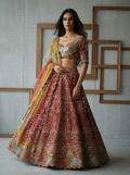 KD1991 Maroon  Embroidery Bridal Lehenga Set