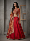 KD2234 Maroon Lehenga Blouse Dupatta Set
