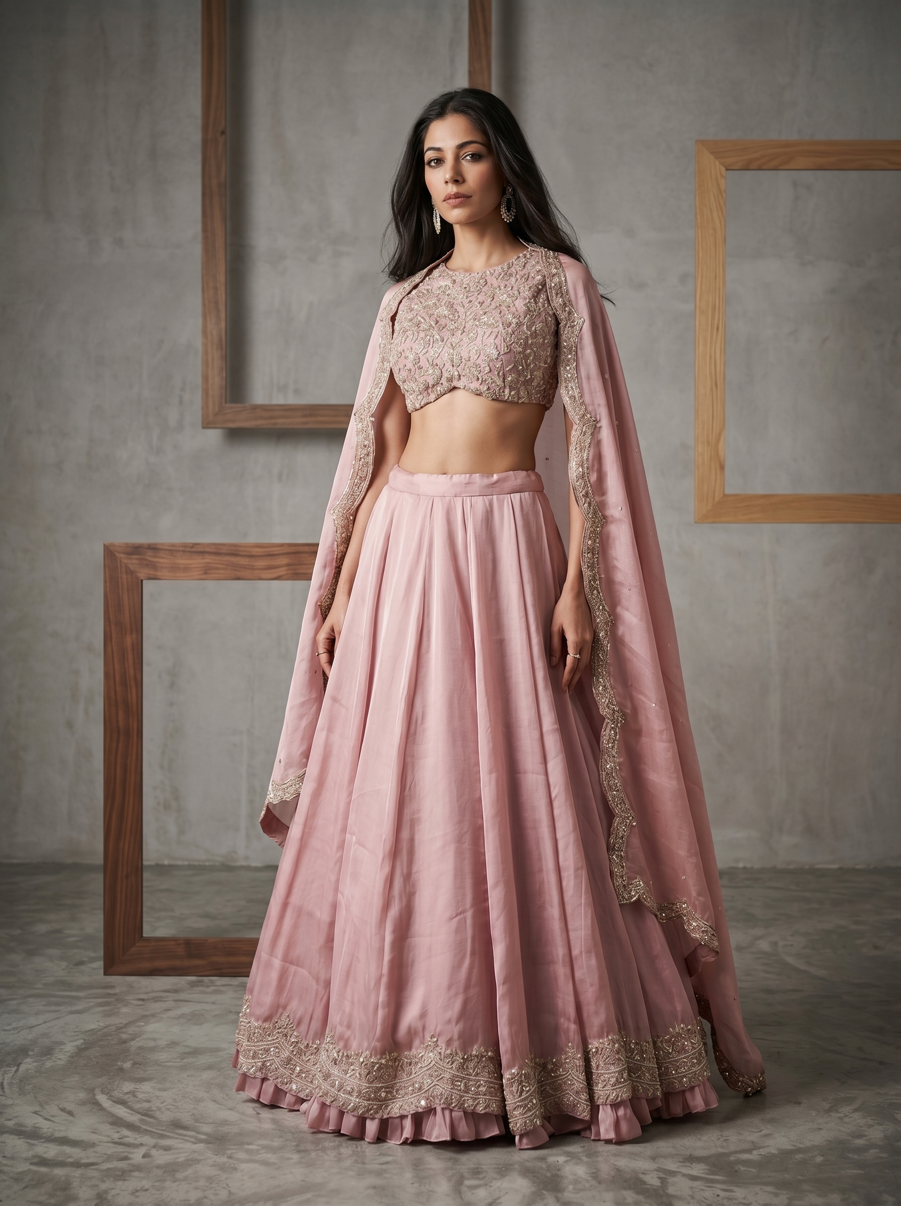 KD2235 Baby pink Lehenga Blouse Dupatta set