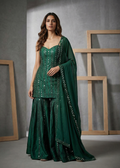 KD2420 Green mirror sharara set