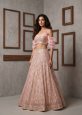 KD650 Pink sequins ready fabric lehenga choli set