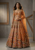 KD857  rust multi embroidary bridal lehenga set
