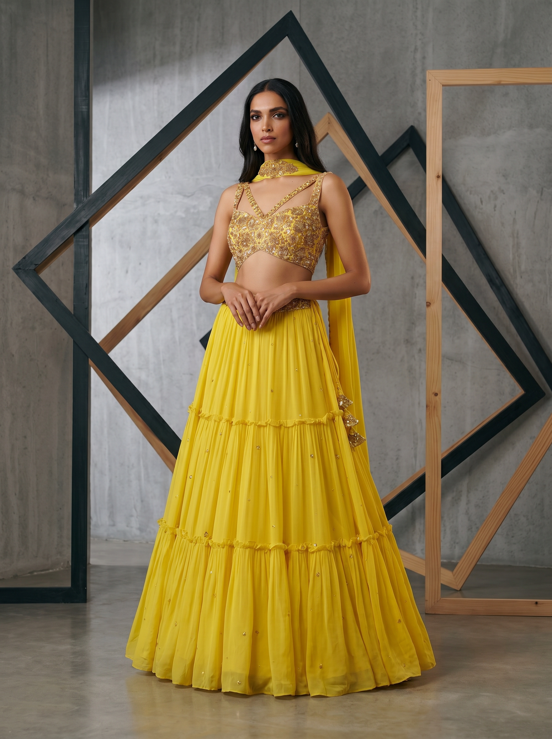 KD887 Yellow lehenga choli set