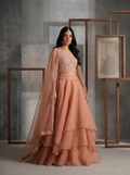 KD896 Peach ready lahenga, blouse and dupatta set