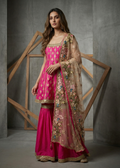 KD949 Fusia brocade anarklai, sharara and dupatta