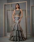 MID010  Steel grey Mermaid drape skirt and blouse