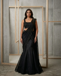 MID014 Black shandle lace mermaid skirt with pallu and blouse