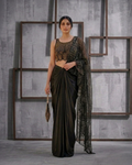 MUS011 Gold emb blouse, Drape skirt