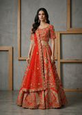 OD5145 Red bridal lehenga Set